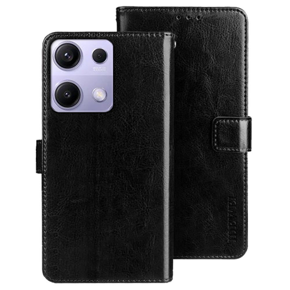 

IDEWEI For Xiaomi Redmi Note 14S 4G Stand Case Crazy Horse Texture Leather Phone Cover Black