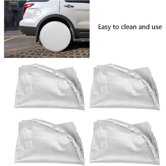 RV Tire Cover, Pack of 4 Polyester Fiber 27"-29" Wheel Tyre Protector Case Dirtproof Sun Rain Snow Protector Wheel and Tire Cover Replacement for Car