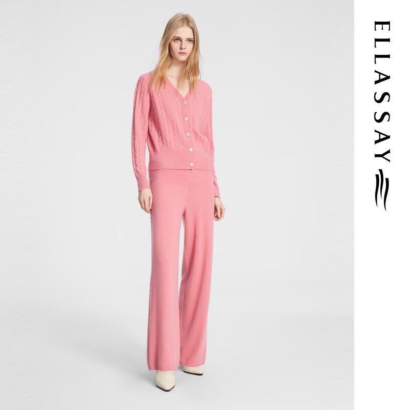 ELLASSAY Women's Merino Wool Cashmere Ribbed Knit Lounge Pants