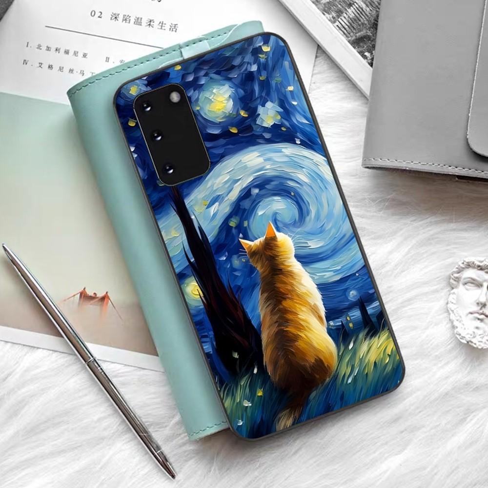 Starry Sky Cat Phone Case For Samsung S 9 10 20 21 22 23 30 23 24 Plus Lite Ultra FE S10lite Fundas