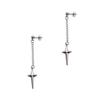 Hip Hop Trendy Stainless Steel Silver Color Star Cross Tassel Pendant Asymmetry Stud Earrings for Women Men Rock Punk Jewelry