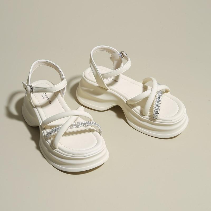 Fashion CRLAYDK Women's Sandals Strap Slide Platform Casual Beach Wedge Leather Outdoor for Summer Ladies Walking Travel Slippers