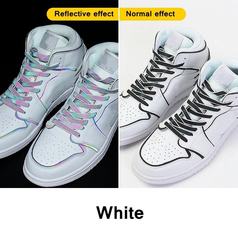 1 Paar Neue Sport Weiße Stern Schnürsenkel Schnüre Holografisch Reflektierende Schnürsenkel Coole Sneaker Laufschuh Schnürsenkel für Erwachsene Kinder