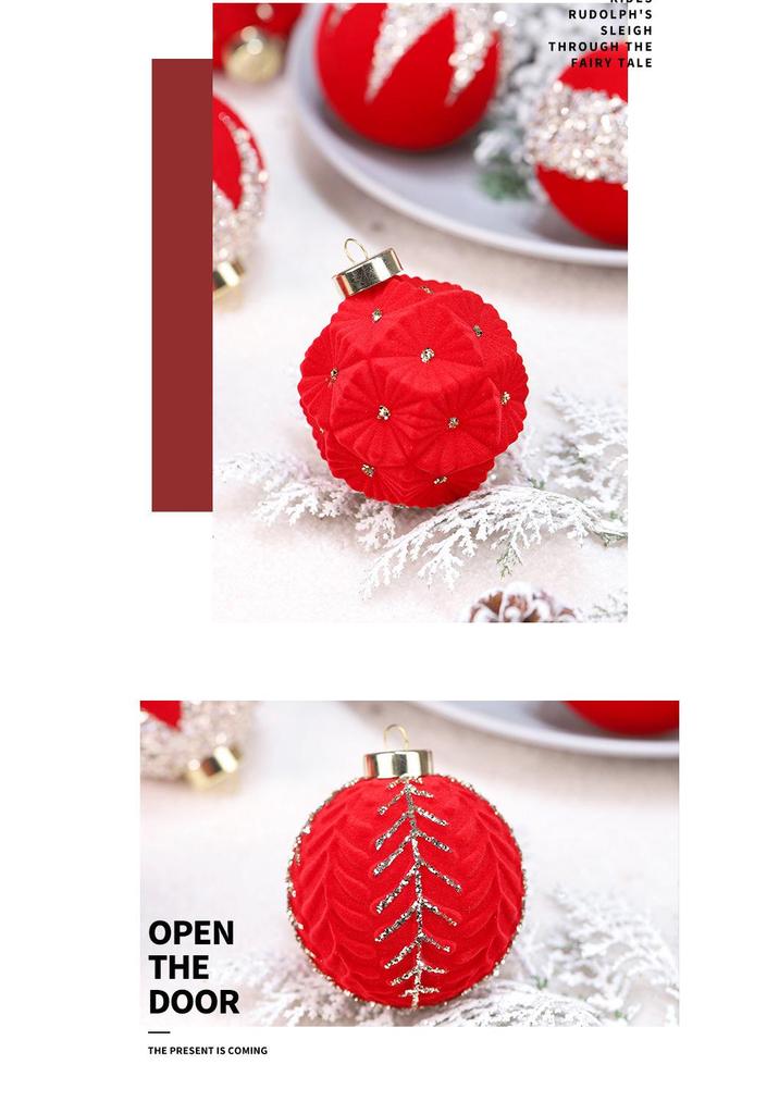 Irregular Flocked Christmas Ball Ornaments Set for Hanging