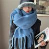 Autumn and Winter New Mohair Soft and Fluffy Solid Color Scarf for Women's Winter Versatile Imitation Cashmere Thick Warm Shawl