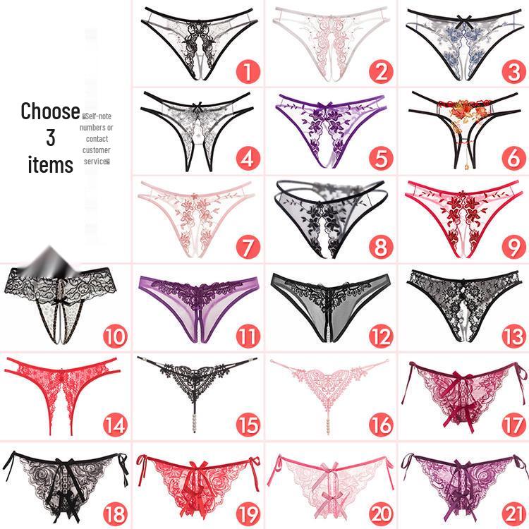Seductive Japanese Lace Open Crotch Panties Set