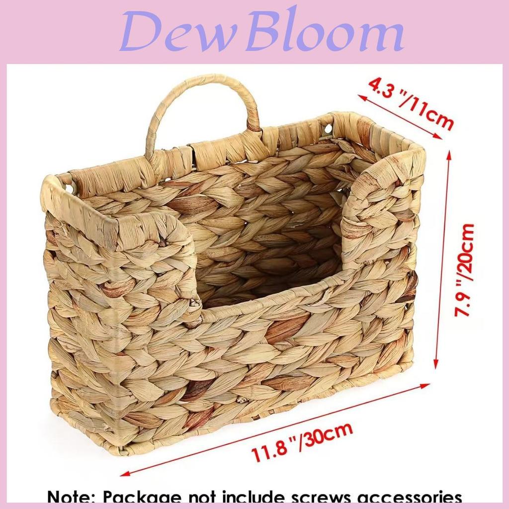Modern Minimalist Wicker Wallmounted Magazine Rack With Rattan Storage Basket For Home Organization