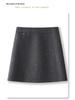 Women's Gray Wool Midi Skirt - High Waist, Slimming A-Line