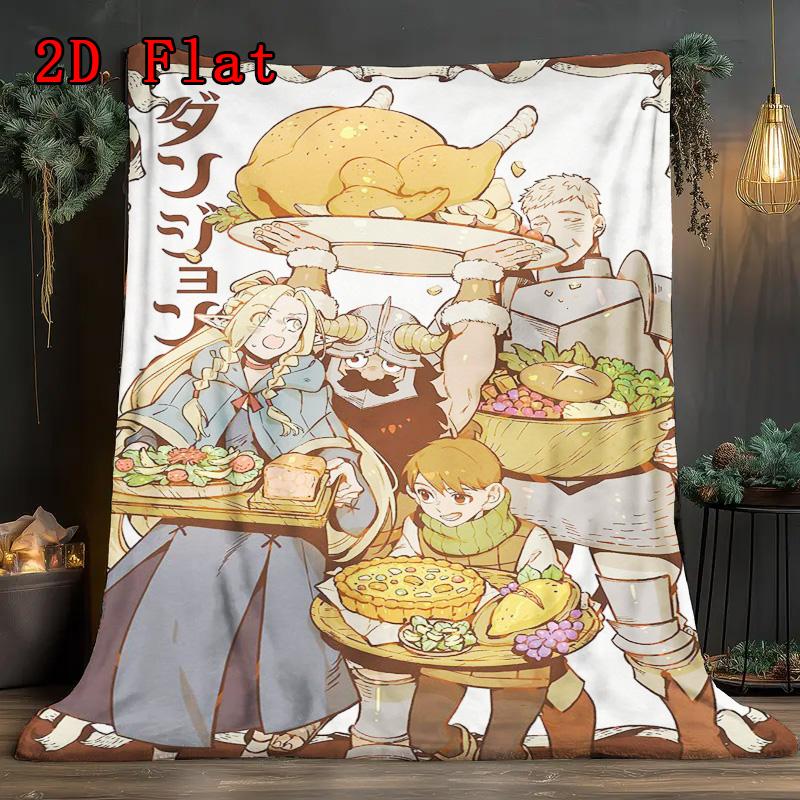 Delicious in Dungeon 2D Flat Pattern Flannel Blanket High quality All Seasons Warmth and Comfort Perfect for Christmas Gifts.DMT0925232