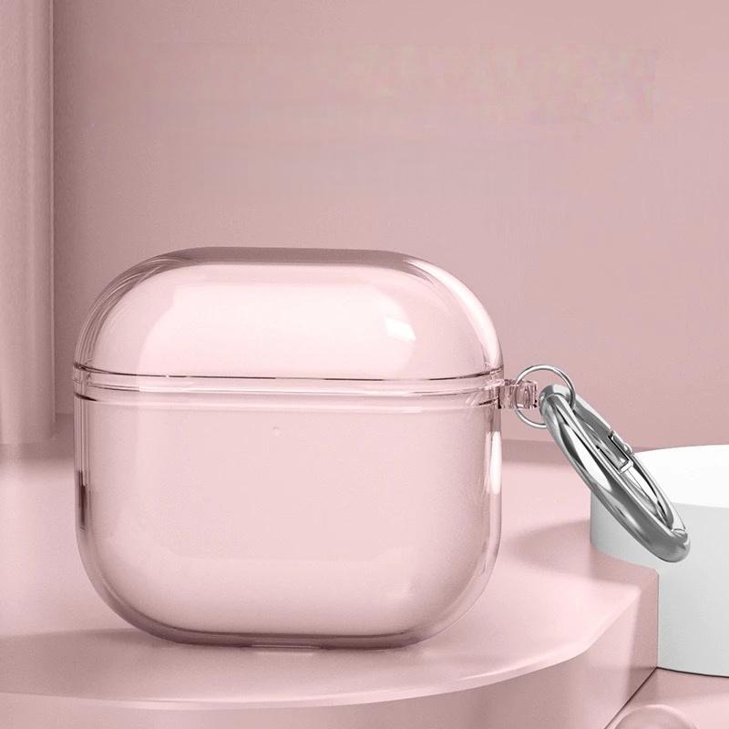 Case for AirPods 4th Generation Shockproof Earbuds Full Protective Cover with Carabiner Lanyard for AirPods 4 Case-Crystal Clear
