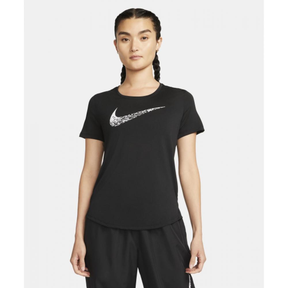 

NIKE Swooshy Run Беговая футболка с короткими рукавами W Черный Белый DM7778 010