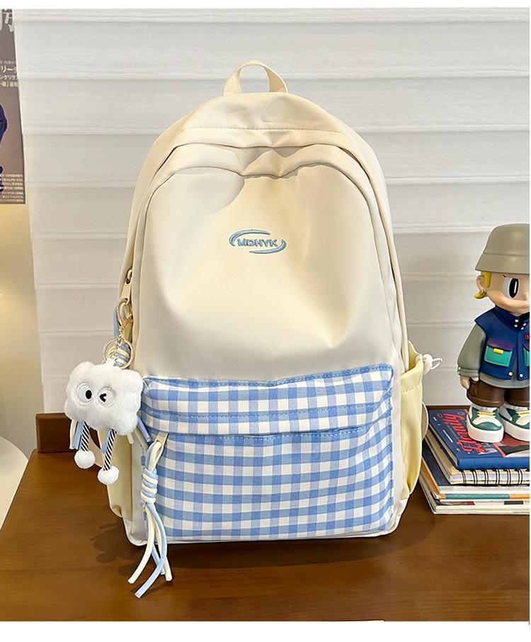 School Bag New Contrasting Color Backpack Versatile College Student Cute Fresh School Bag Light Casual Large Capacity Backpack