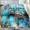 1PC Custom Name Ocean Life Adventure Outdooor Flannel Blankets Throw Blanket All-Season Throw Gift Bedspread for Couch, Bed, Camping Holiday Birthda