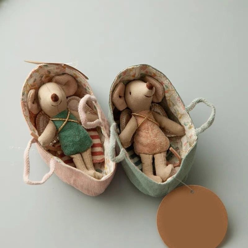 Adorable Cotton Linen Mouse Toy Creative Mouse Doll Animal Gift for Infant Photography Props and Nursery Decoration