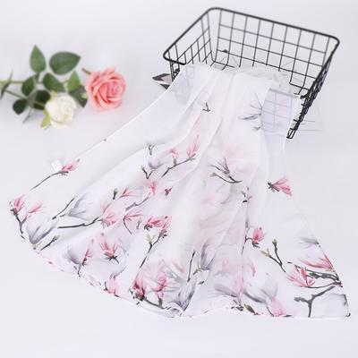Spring and Summer New Magnolia Chiffon Printed Silk Scarf Fashion Thin Women's Scarf Gift