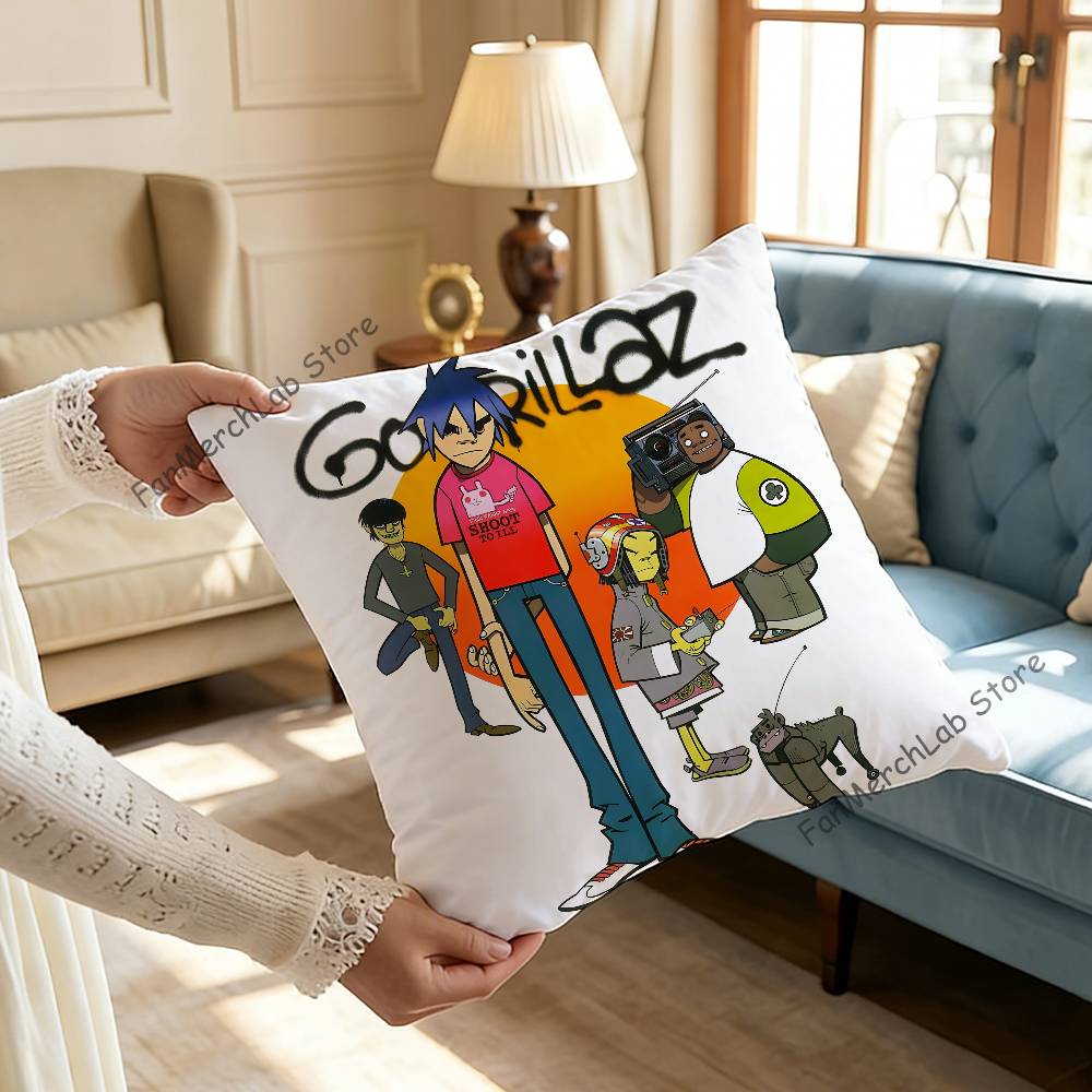 GGorillaz Rock Band Cushion For Bedroom Car Coffee Shop Room and Living Room Sofa Decorative Pillow Cover Case