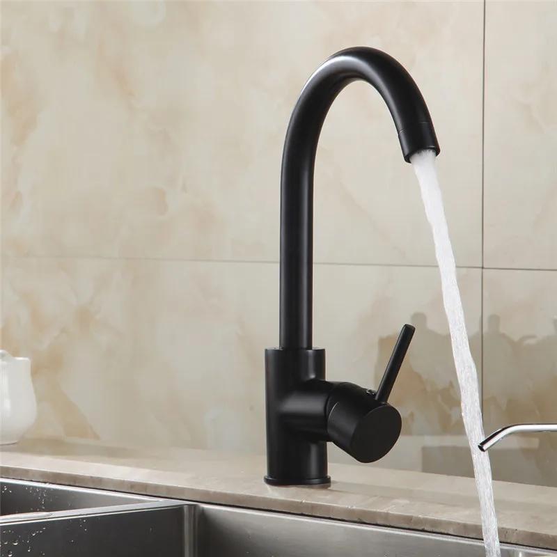 High Arc Matte Black Kitchen Faucet Single 7114R 360-degree Twist Rotatable Water Faucet Cheap Kitchen Faucet Stainless Steel