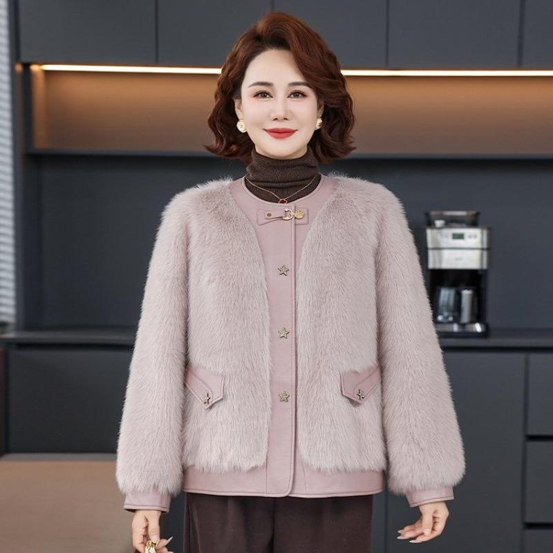 

Высококачественная зимняя куртка с интегрированным мехом, благородным темпераментом и новой шубой из норки средней длины 3XL [Recommended 125-67.5 kg] розовый