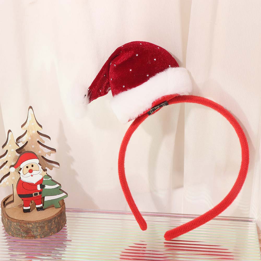 Bow Merry Christmas Headbands Snowflake Christmas Tree Headbands Crystal Santa Hat Hair Hoop  Party