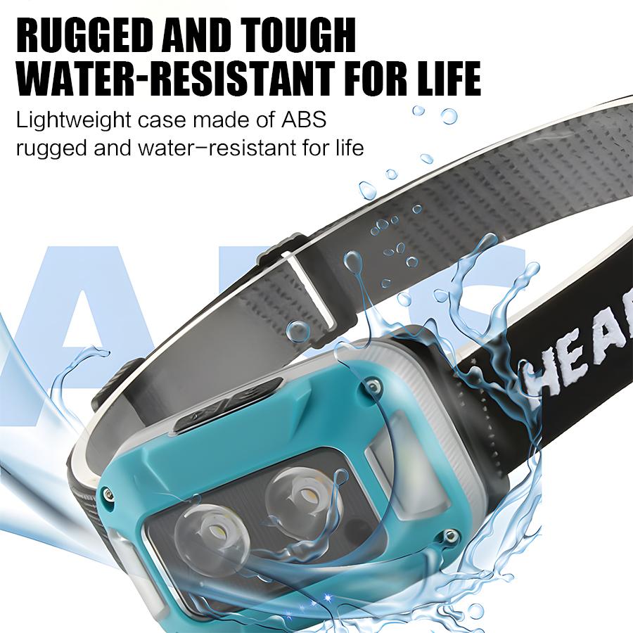 Mini Portable 3-source Sensing LED Headlight with Strong Light Ultra Bright Outdoor Waterproof Fishing Head Mounted Flashlight
