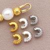 10Pcs 4Mm 18K Copper Plated Genuine Golden Thick Silvery Pattern Crescent End Buckle, Diy Jewelry Making Accessories