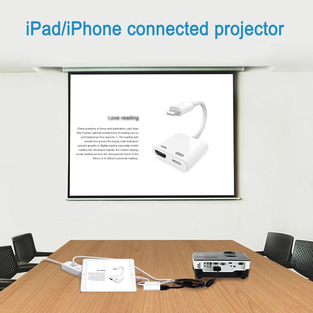 Lightning 8pin Male to HDMI Female+8pin Female Lightning Digital AV Adapter for iPhone 13/12/11/8/7