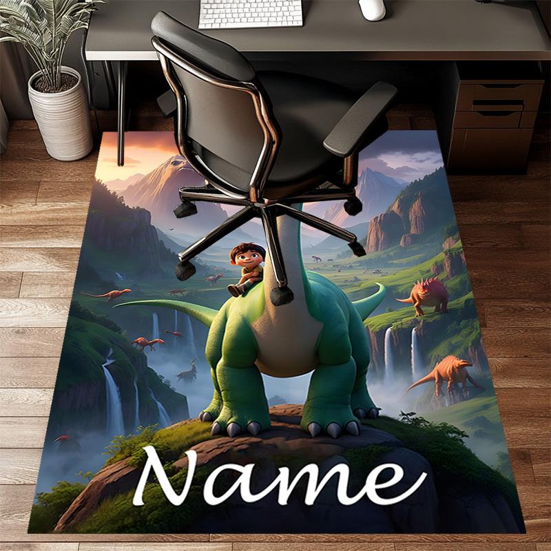 Custom The Good Dinosaur Mat Personalized Name, Polyester Washable Indoor Entryway Rug, Gift for Christmas, Easter, Thanksgiving Day