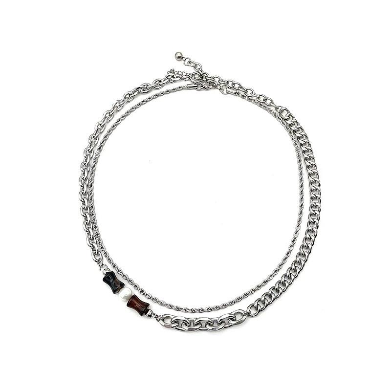 

Геометрическое подвесное ожерелье для мужчин и женщин из нержавеющей стали и с бусинами из натуральных камней