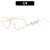 Rhinestone Special-shaped Glasses Women Men Fashion Oversized Cat Eye Glasses Metal Oval Shades Frame Vintage Party Eyeglasses