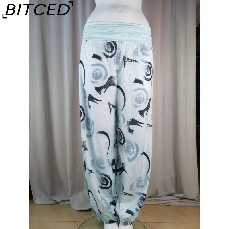 BITCED 15 Color Women Casual Elastic Waist Plus Size Print Long Trousers Straight Loose Long Pants Haren