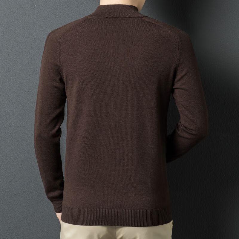 FengXun Men's Solid Color Mock Neck Zipper Knit Sweater