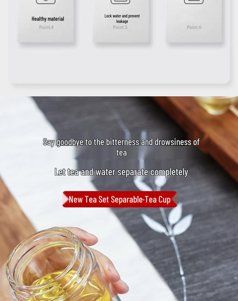 Mini Teacup with Double Layer Insulation and Tea-Water Separation – Portable Travel Glass