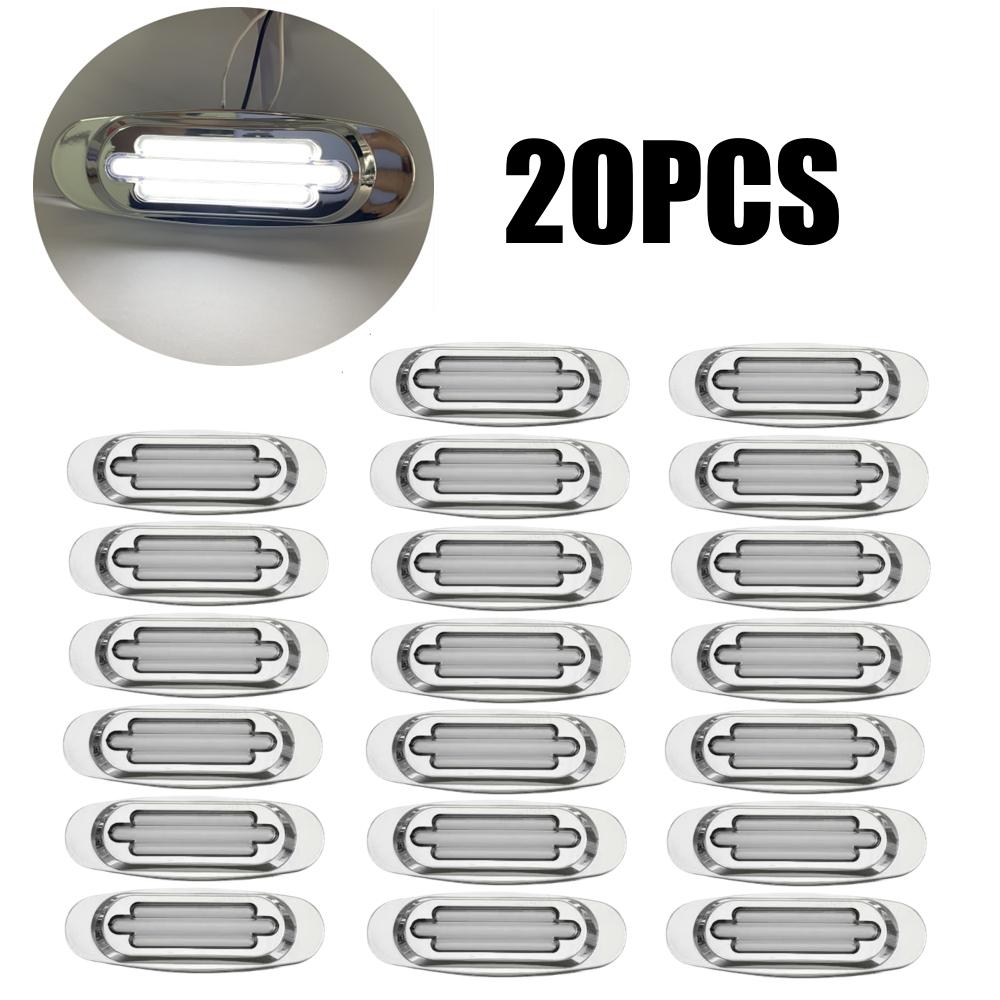 20PCS LED Side Marker Light Trailer Clearance Light Trailer Lantern Chrome 12V 24V 16LED Trucks Indicator Tail Lights