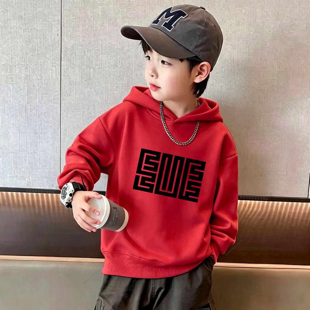 Sweat à capuche tendance Y2K dernière mode avec imprimé lettres pour enfants, pour le port quotidien en automne et en hiver et la rétention de chaleur