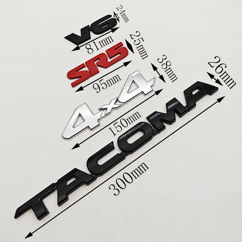 3D Car Sticker Logo V6 4X4 SR5 TACOMA Trunk Badge Door Waier Line C-Pillar Emblem Decals For Toyota TACOMA N170 N260 N300 N400