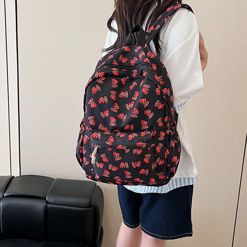 ins cute cartoon printed backpack Japanese style girl schoolbag women cute cherry travel bag