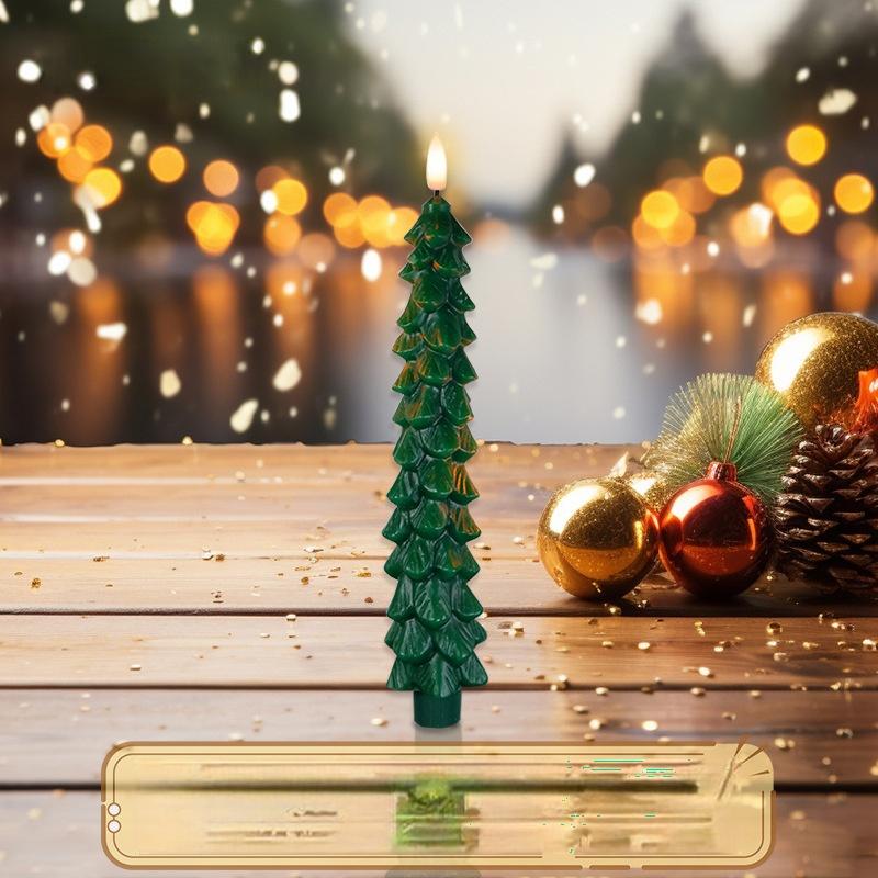 Scandinavian Evergreen LED Candles Minimalist Tree Shaped Flameless Tapers for Calm Winter Home Styling Paraffin LED Candle