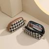 Canvas Long Style Wallet Pu Leather Square Change Purse Fashion Houndstooth Zipper Purse  Travel