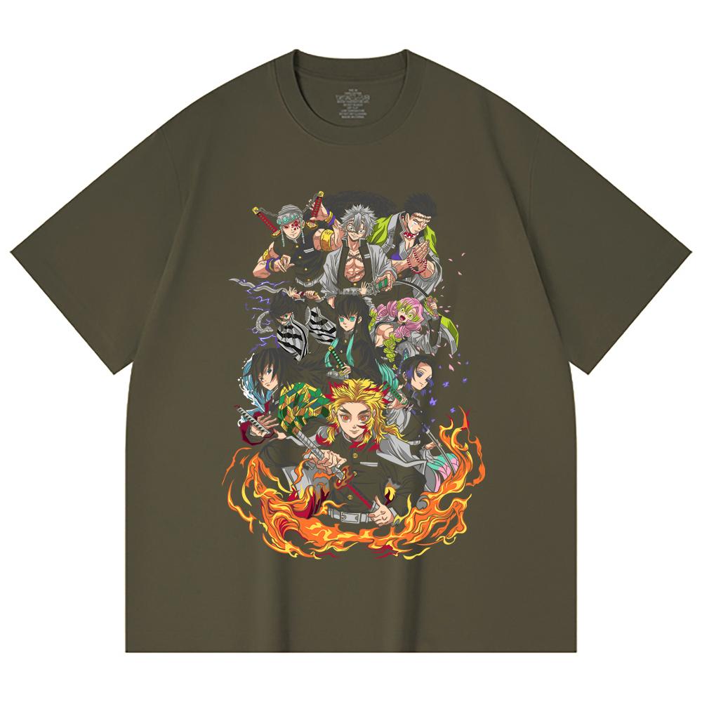 230 Gsm 100% Cotton Demon Slayer V61 Hashiras Print Unisex Heavy Cotton T Shirt