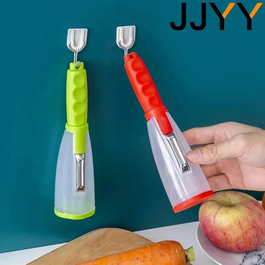 Fruit and Vegetable Peeler with Storage Tube Kitchen Peeling Knife Scraper Food Prep Tool Easy Grip Kitchen Gadget