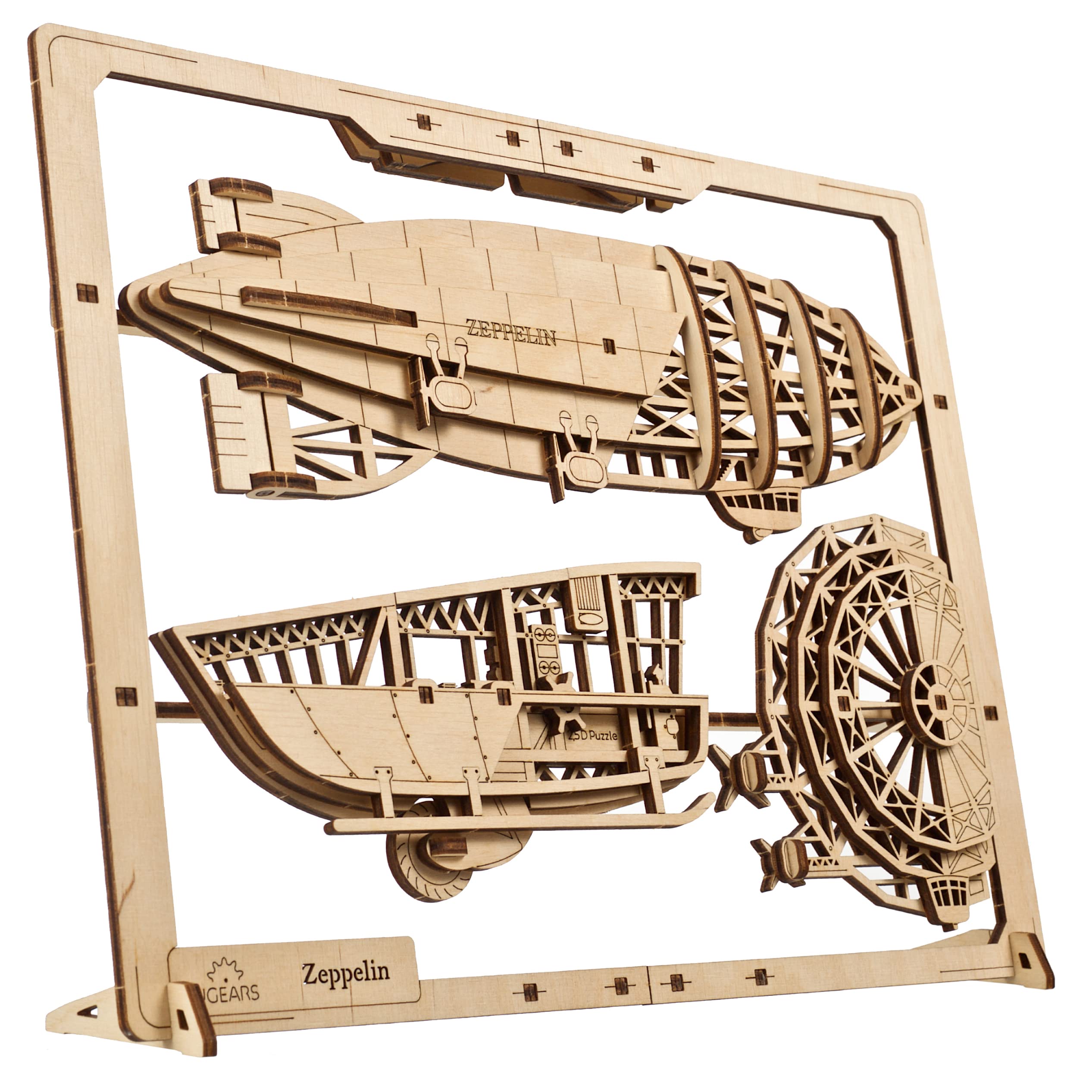 Ugears Zeppelin Puzzle 70208 Wooden 3D Puzzle No Glue or Tools Required for Crafts 2.5D