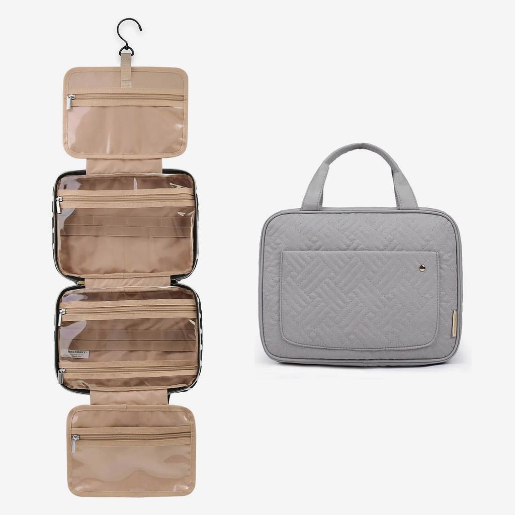BAGSMART Toiletry Bag with Hanging Hook Water-resistant Makeup Bag Travel Organizer for Shampoo Full Sized Container Toiletries