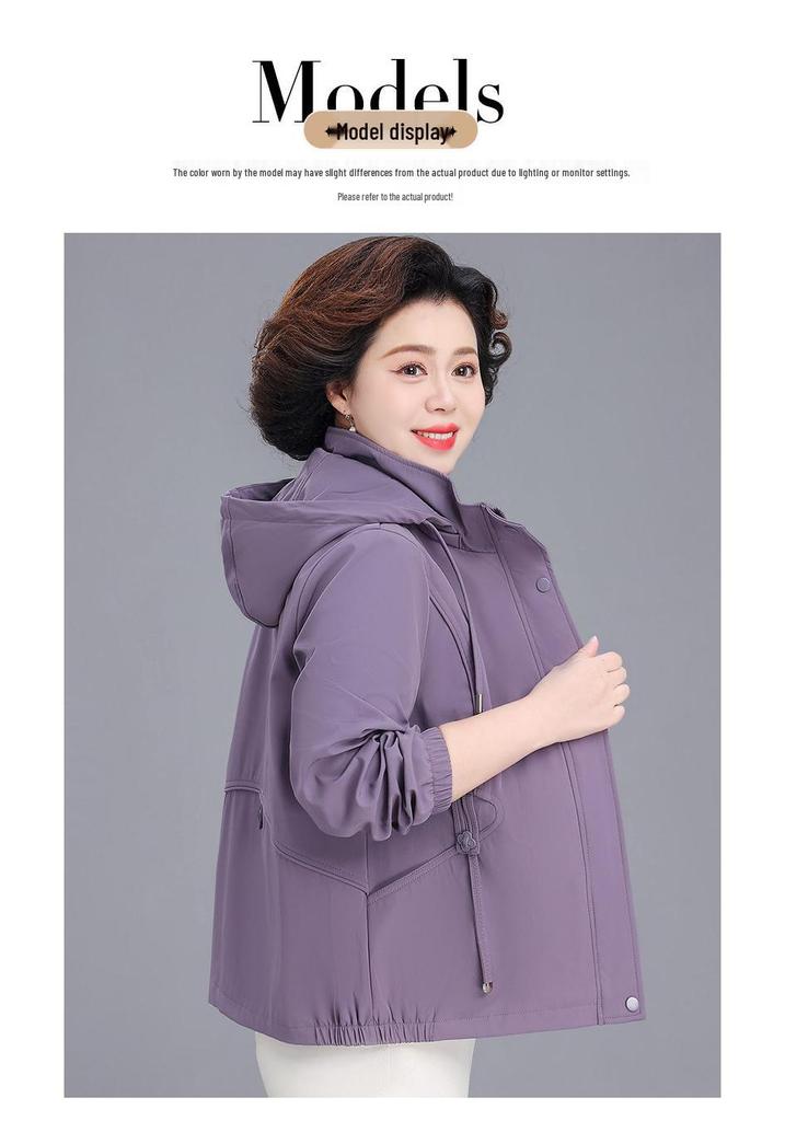 Middle-aged Women's Plus Size Casual Spring Windbreaker - Stylish Top for Spring and Autumn 2026