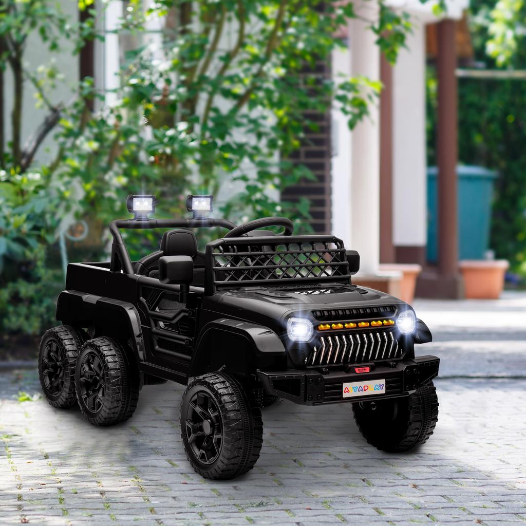 Children's Electric Car Electric Buggy for Children 2 Motors 12 V 3 Speeds Rear Trailer 122L X 62.5W X 65H Cm Black