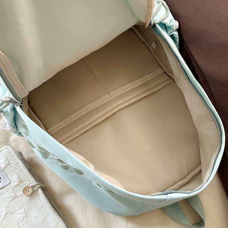Girls' Solid Color Backpack Junior High School Students Lightweight Schoolbag Large Capacity Backpack