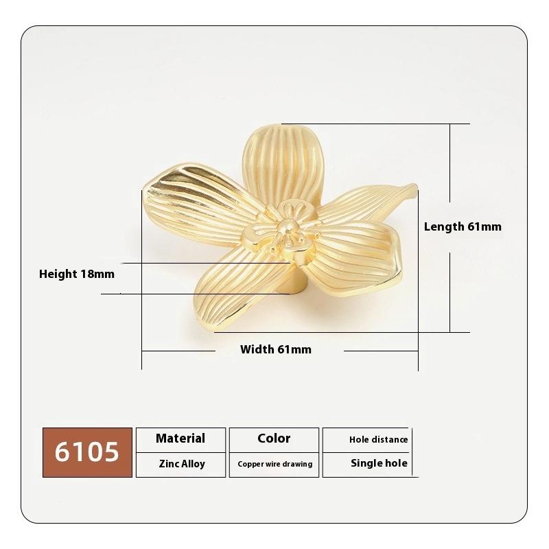 1/2Pcs Petal Drawer Pulls, Artistic Flower Handles for Kitchen Cabinets and Wardrobe, Furniture Door Accessory