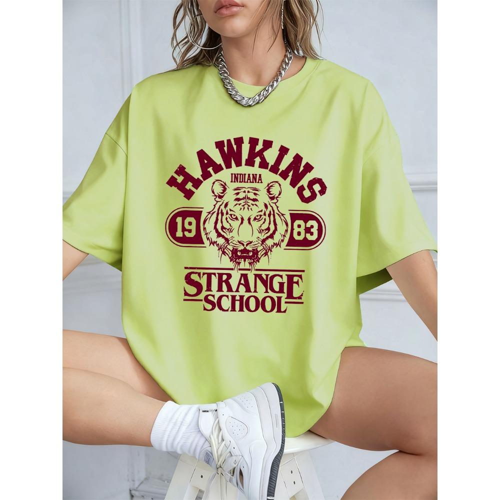 Hawkins Strange School 1983 Prints T-Shirts Women Summer Short Sleeve Tops O-Neck Oversized T Shirt Casual Womans Clothes