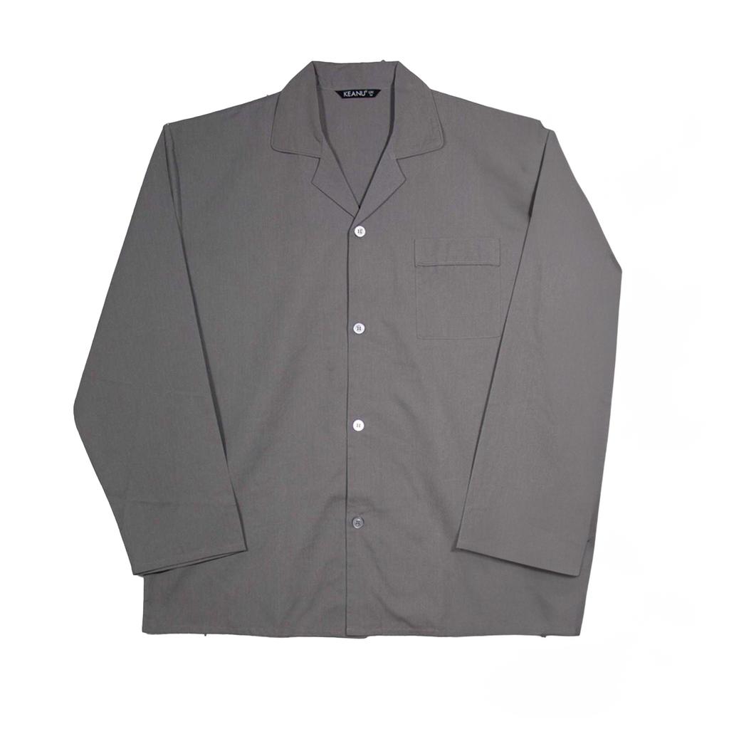 Keanu Mens Woven Chest Pocket Straight Leg Long Pyjama Set