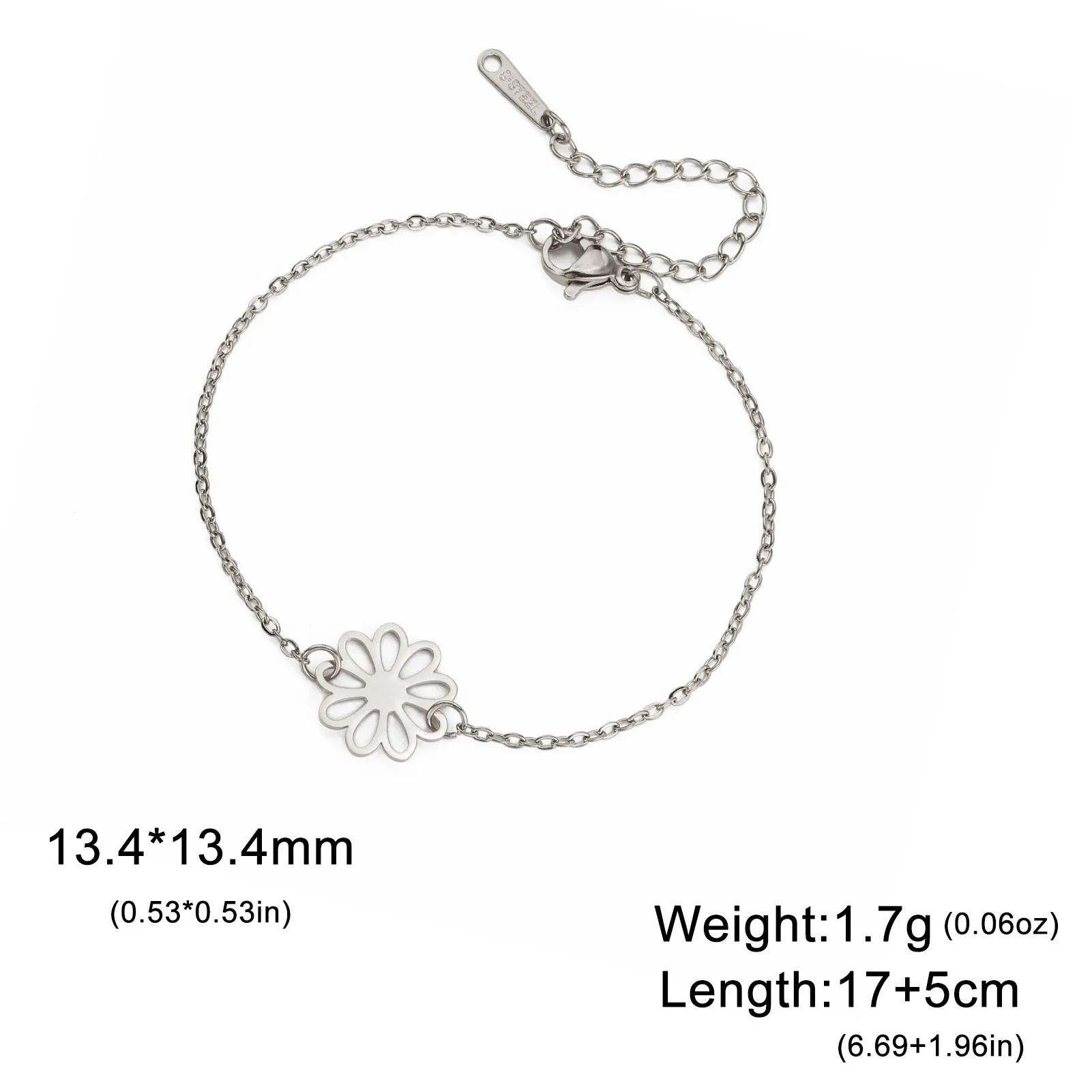 

Cazador Bohemian Stainless Steel Bracelet Flower Charms Gold Color Bracelets for Women Jewelry Birthday Gifts Summer 2025 Trend 17-22cm
