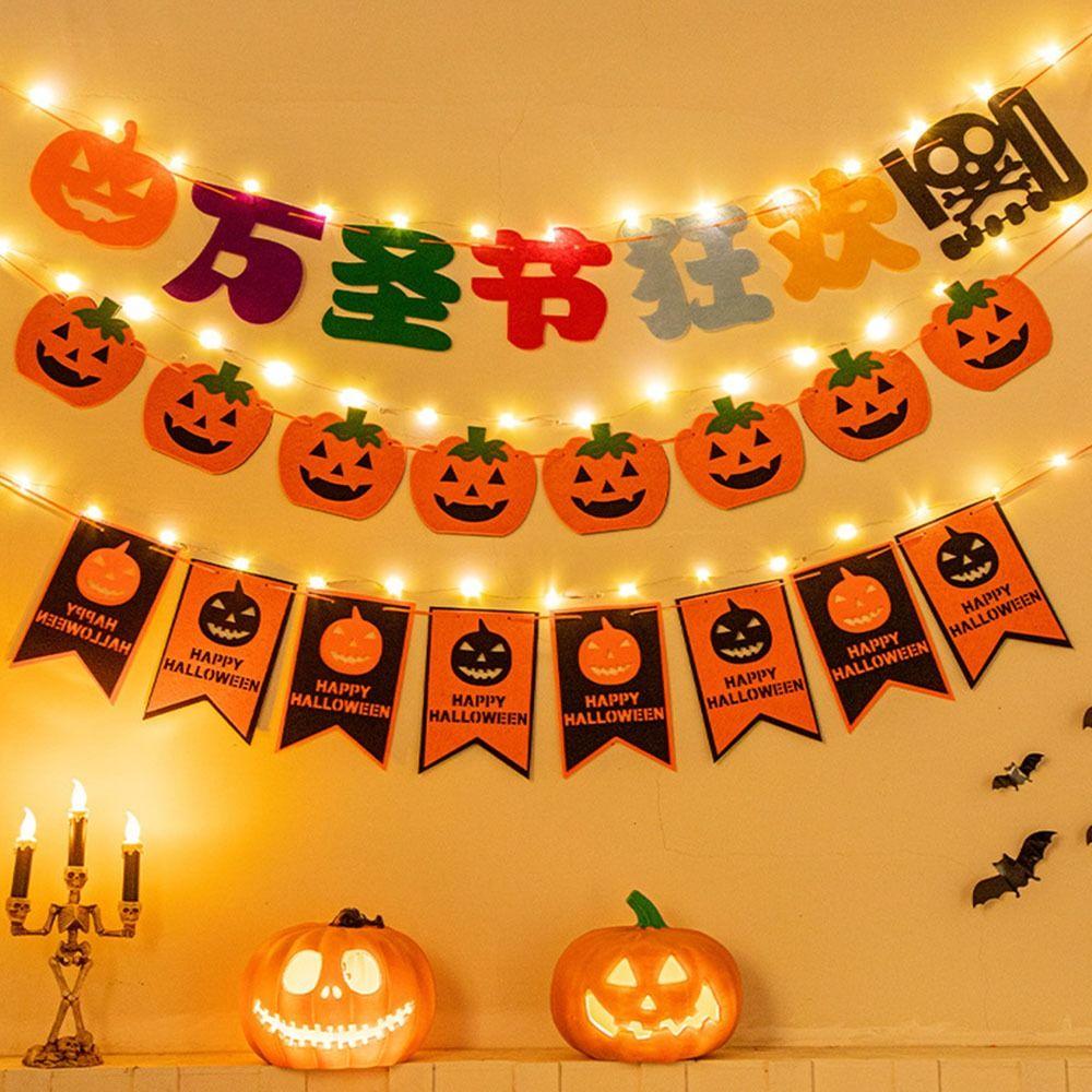 Halloween Flag Halloween Light-Up Banner Creative Party Banner String Light  Haunted House Decor